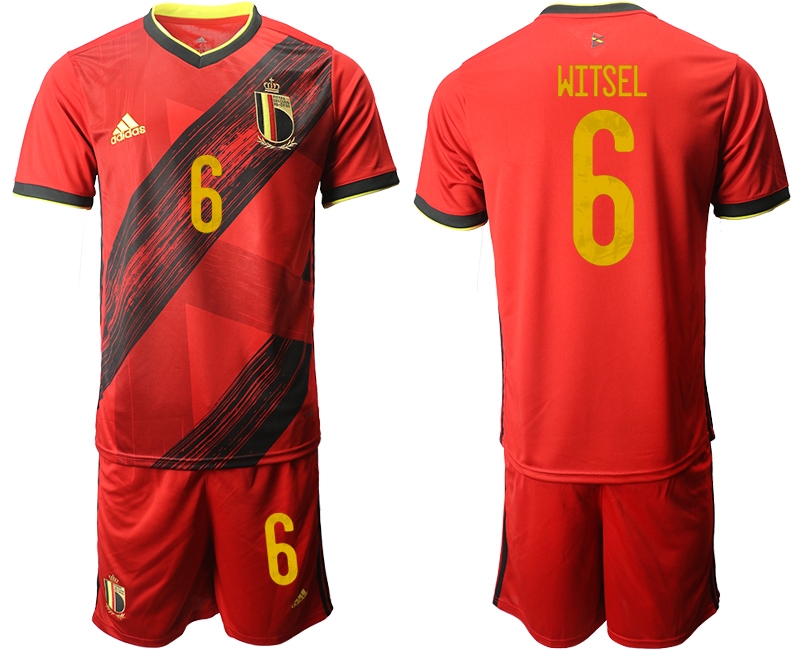 Men 2021 European Cup Belgium home red #6 Soccer Jersey->belgium jersey->Soccer Country Jersey